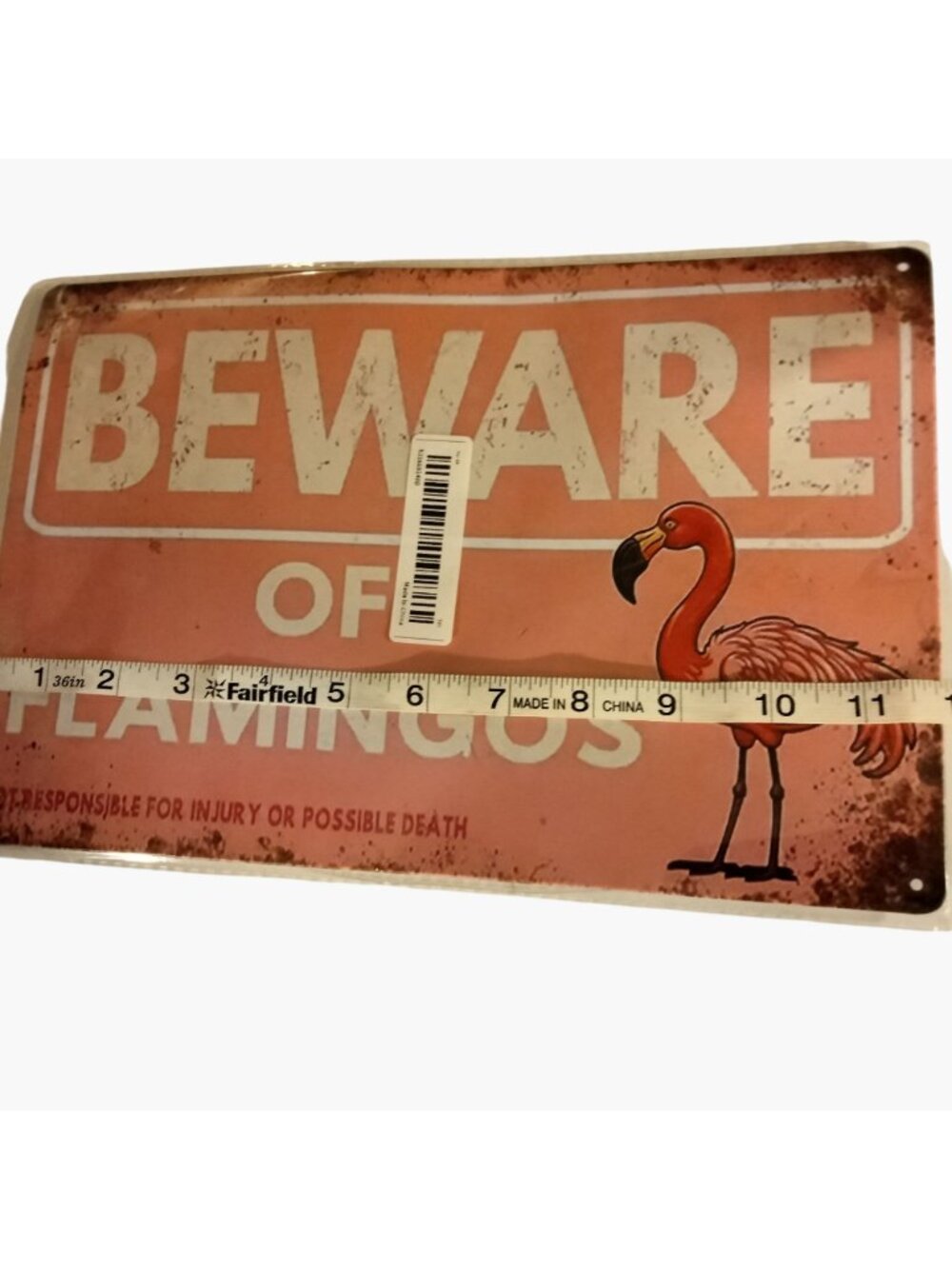 Beware Of Flamingos Metal Sign Not Responsible 4 Injury Possible Death 12x8 In - Picture 4 of 4